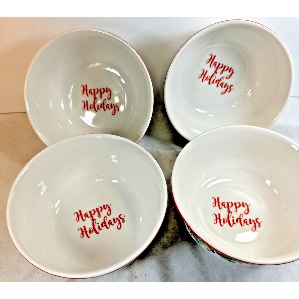Brand New Set Of 4 Royal Norfolk "Happy Holidays" Bowls